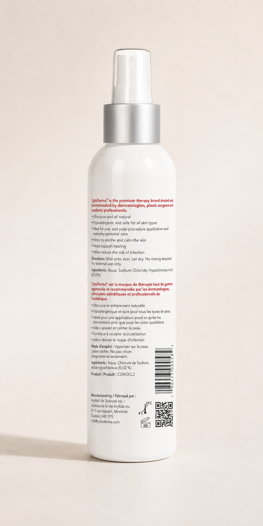 CytoDerma® Brume HOCl pour la peau